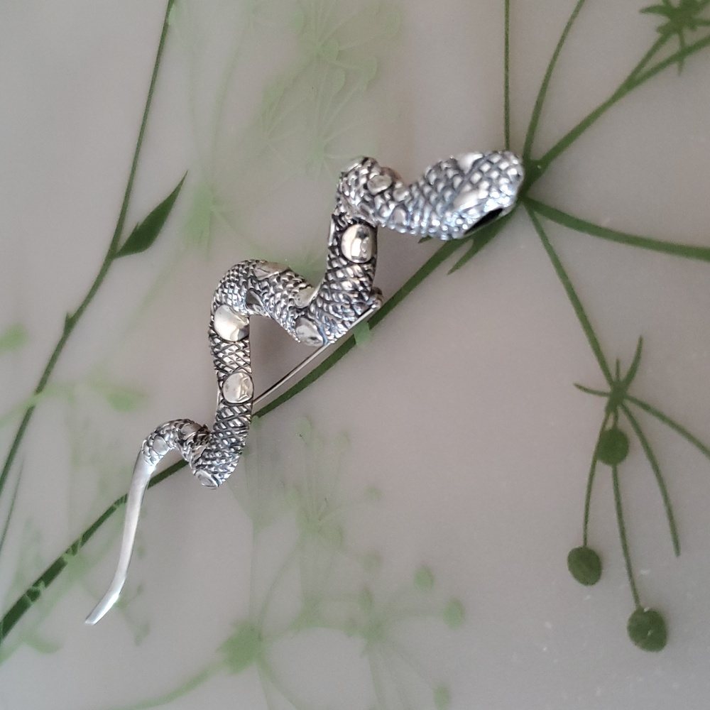 Taxco 6" Sterling Mexico Snake Brooch - Picture 1 of 9